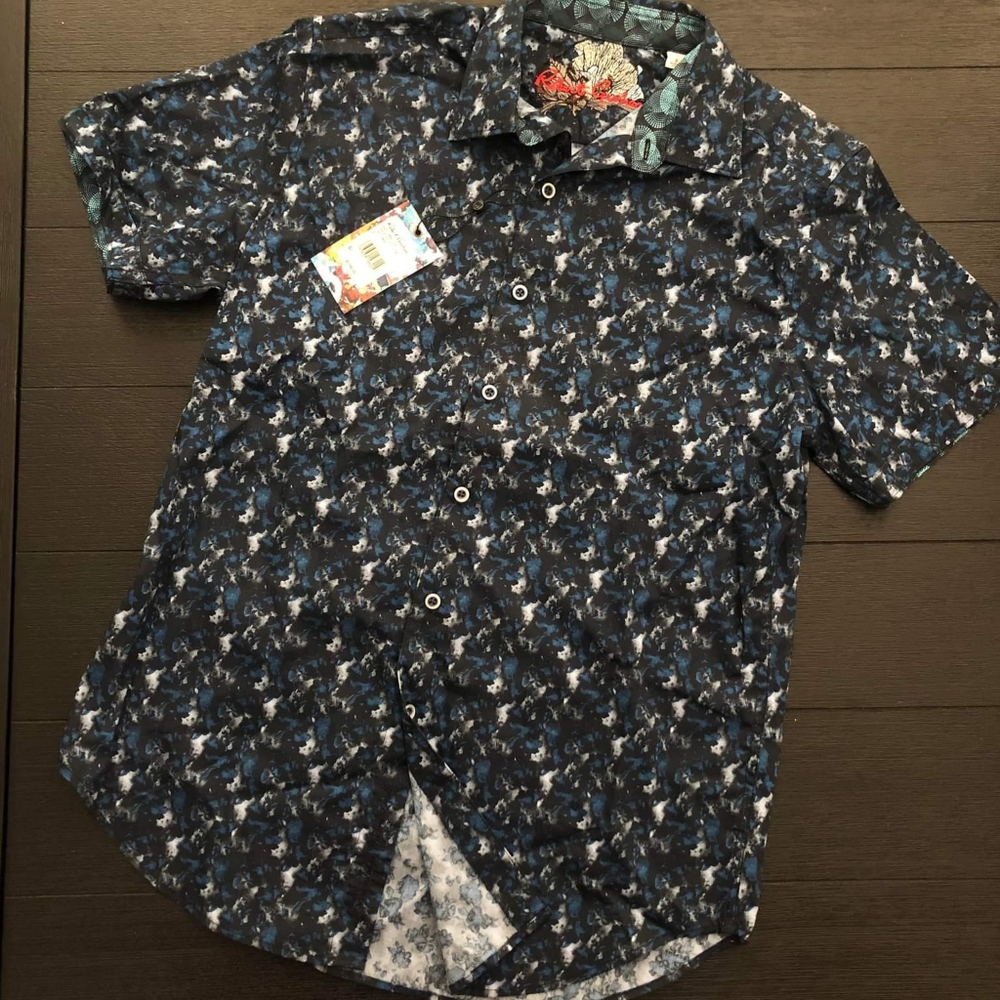 Robert Graham Men's Shirt Ambleside Navy Short Sleeve Buttondown NWT
